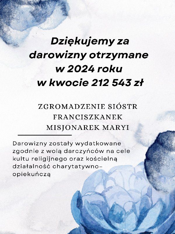 Informacja o otrzymanych darowiznach w 2024 roku